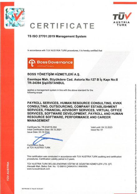 Bordromat - ISO 27701